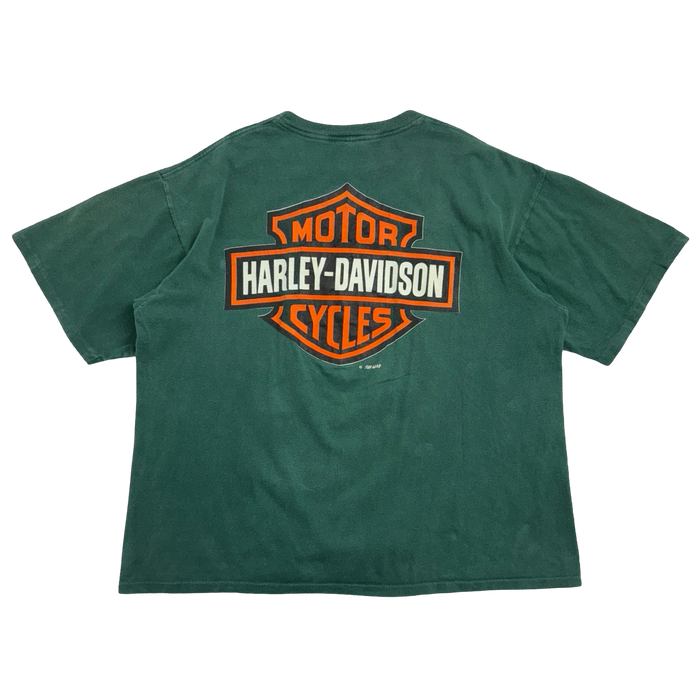 Vintage 1990s Harley Davidson Electra Glide Tee Green | Vitnage Clothing Store Canada