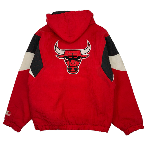 Vintage 90's Chicago Bulls Starter Hooded Jacket Red | Vintage Clothing Store Canada