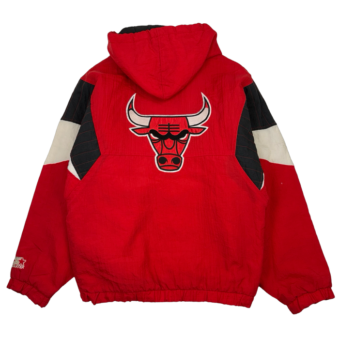 Vintage 90's Chicago Bulls Starter Hooded Jacket Red | Vitnage Clothing Store Canada