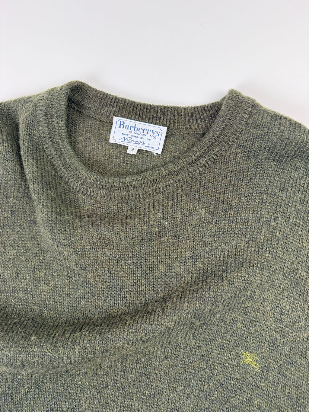 Vintage Burberry Wool Knit Sweatshirt Olive