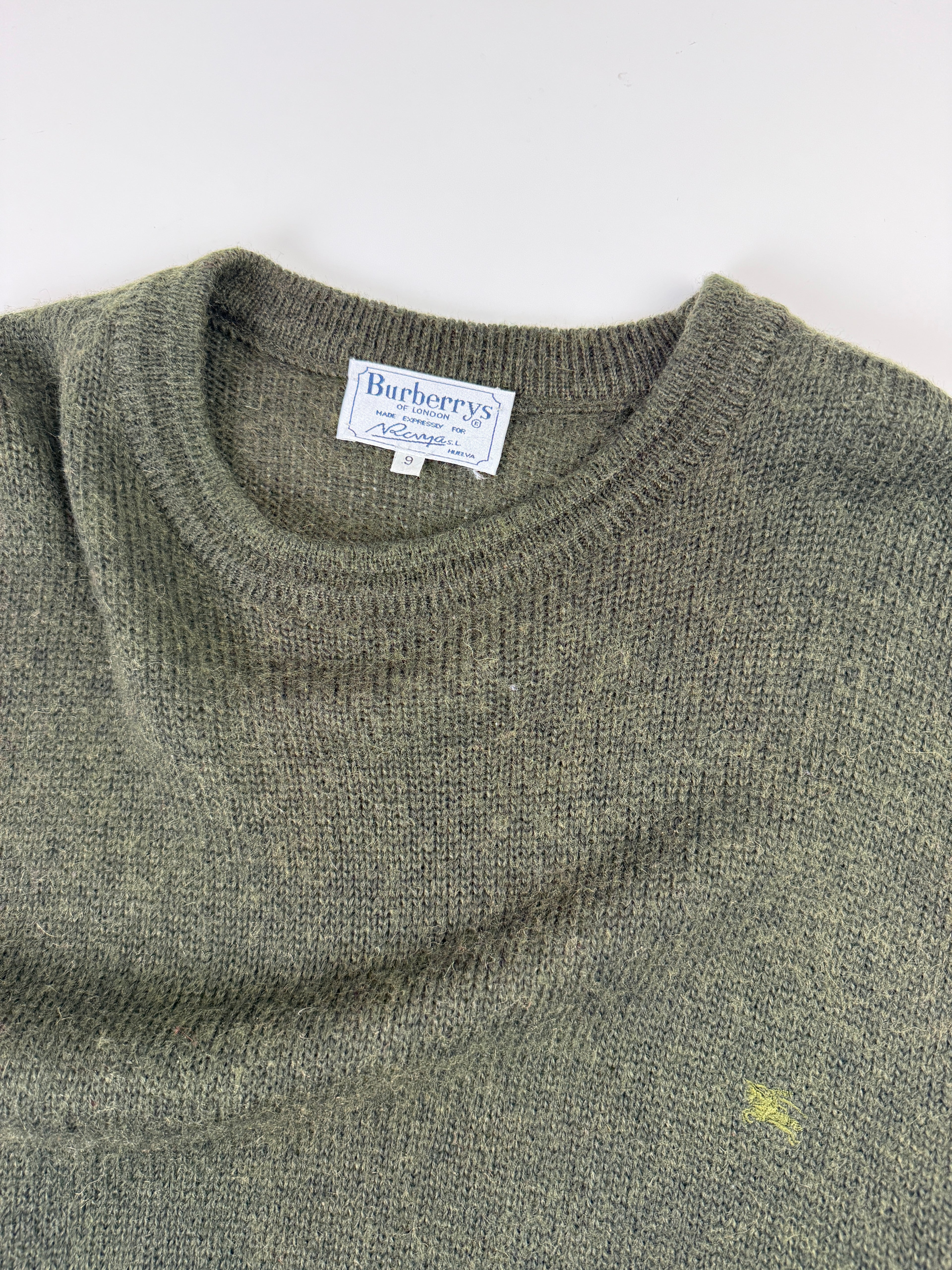 Vintage Burberry Wool Knit Sweatshirt Olive