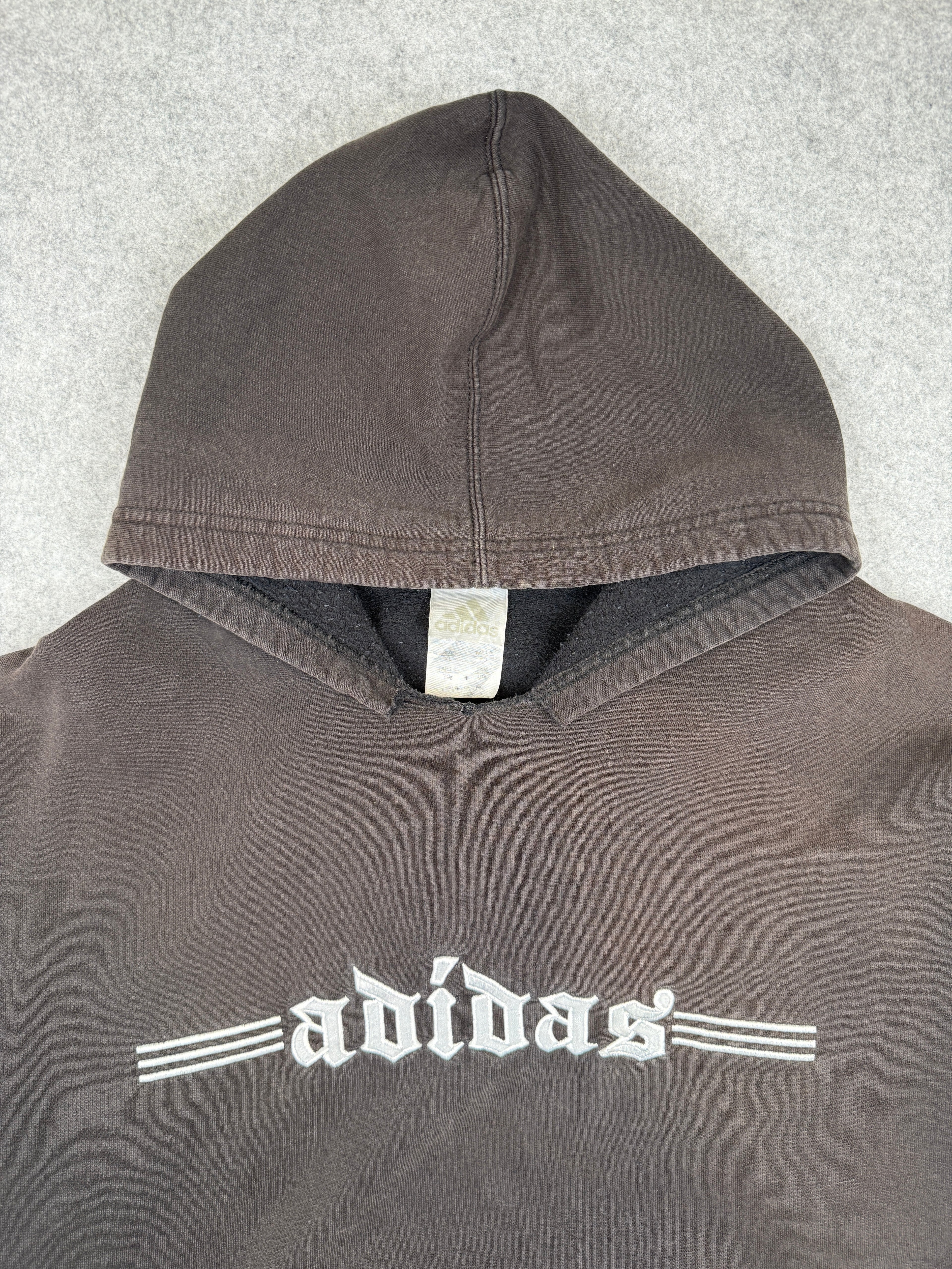 Vintage Adidas Distressed Hoodie Faded Black