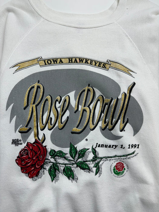 (M) Vintage '91 Iowa Hawkeyes Rose Bowl Sweatshirt White | Vitnage Clothing Store Canada