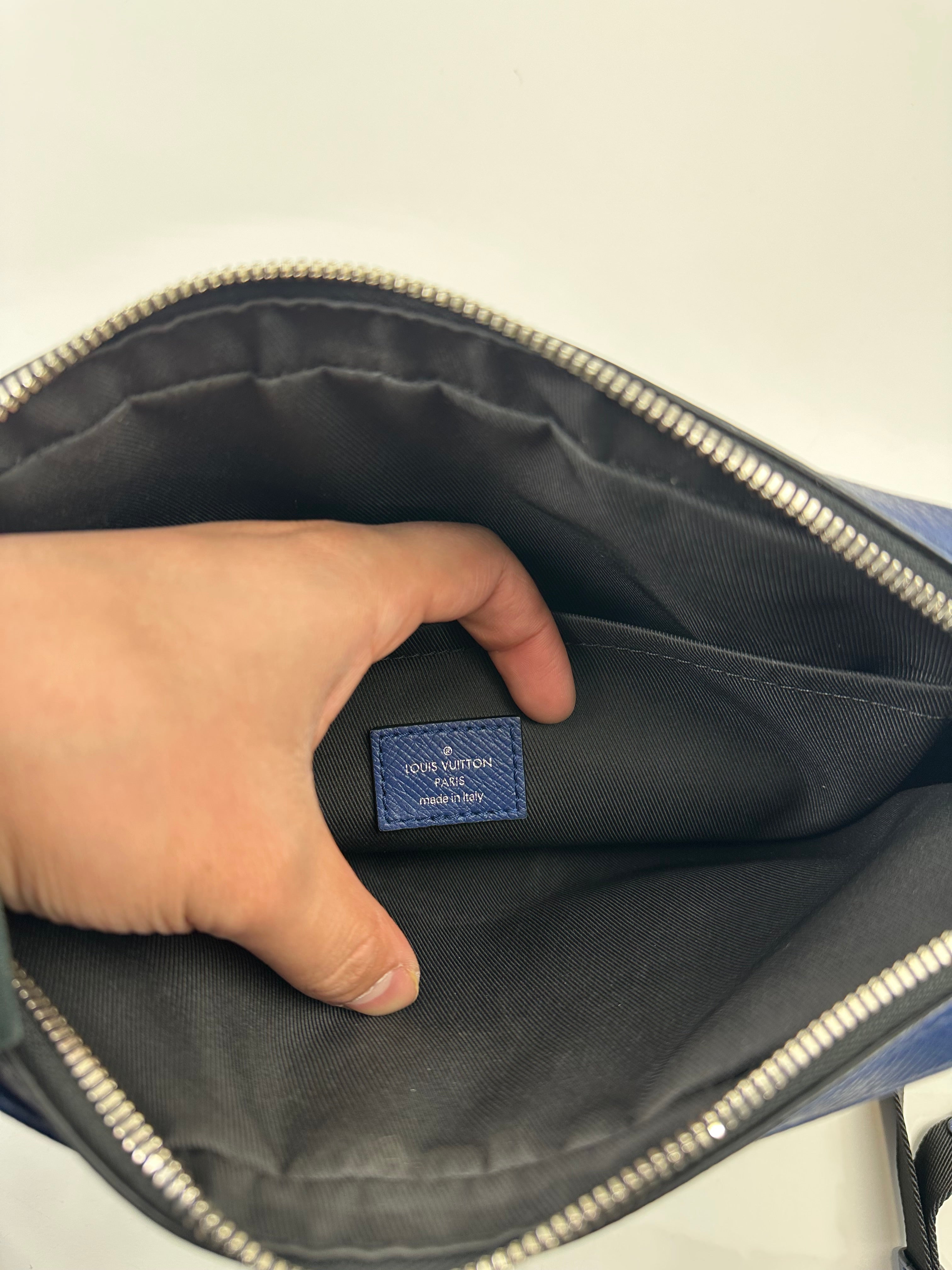 Louis Vuitton Outdoor Monogram Taiga Messenger Bag Blue