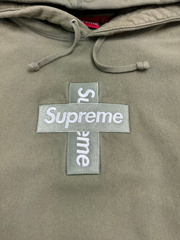 Supreme Cross Box Logo Hooded Light Olive (USED)