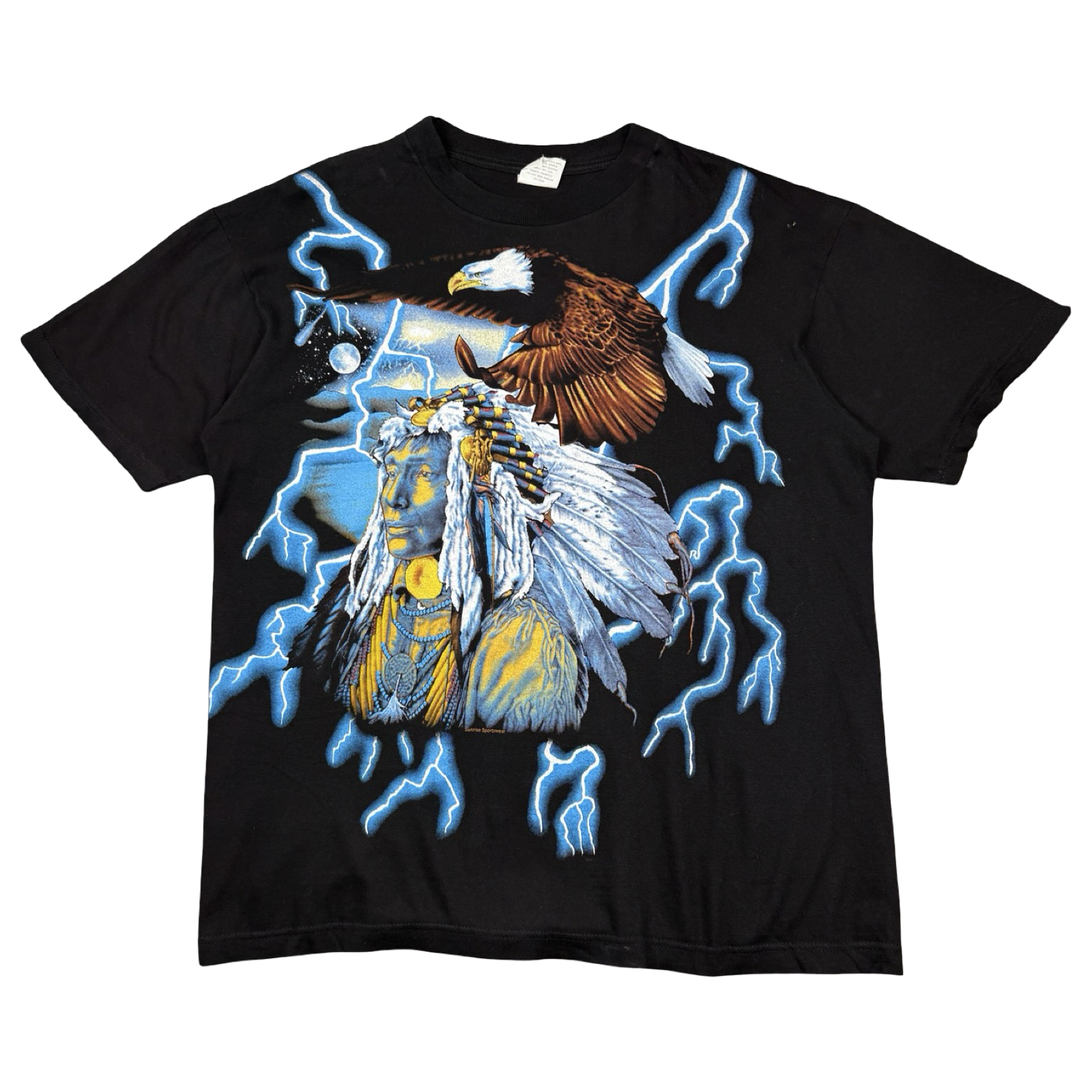 Vintage American Thunder Blue Lightning Chief Tee Black