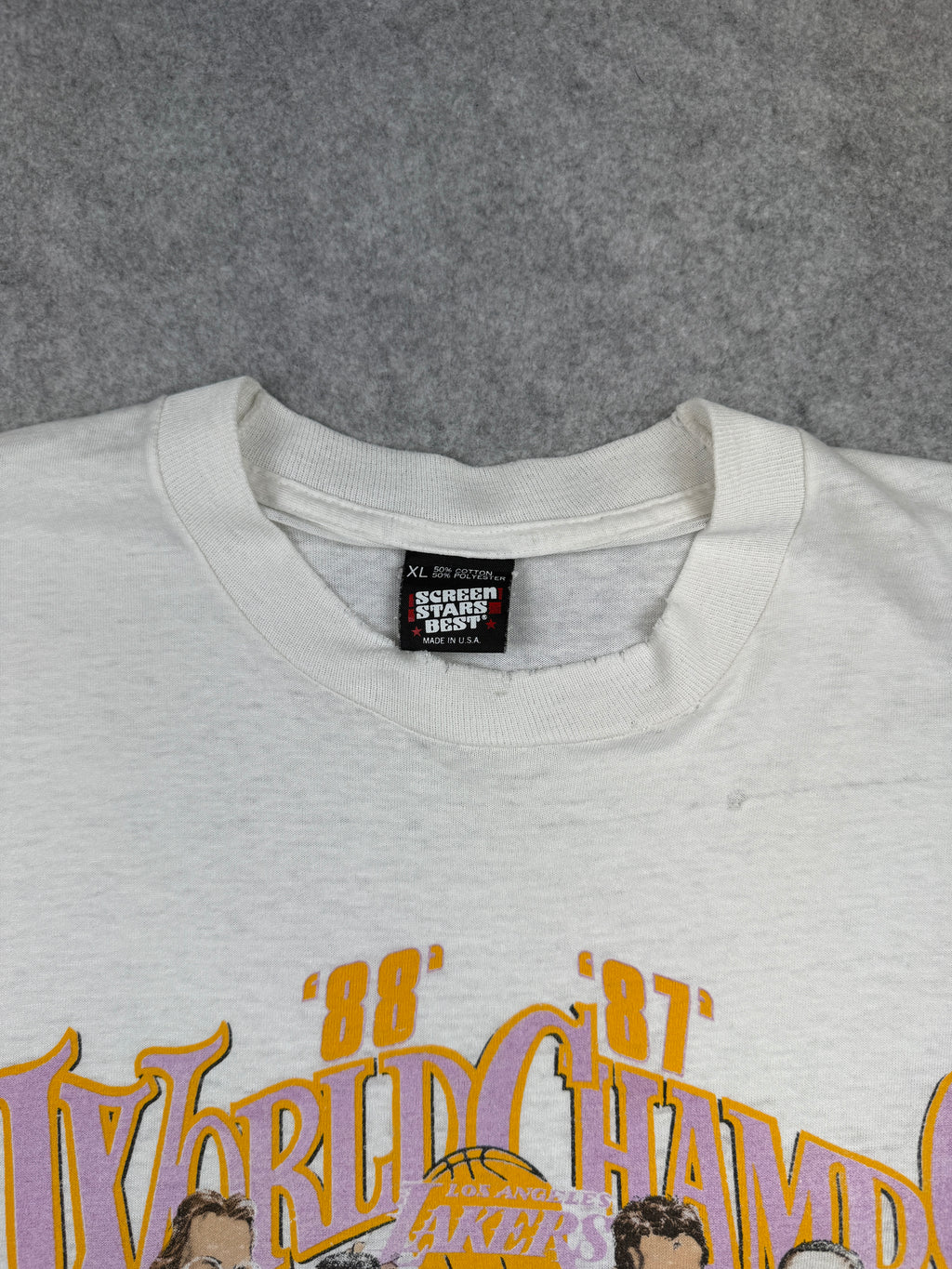 Vintage Los Angeles Back To Back Champs Roster Tee White