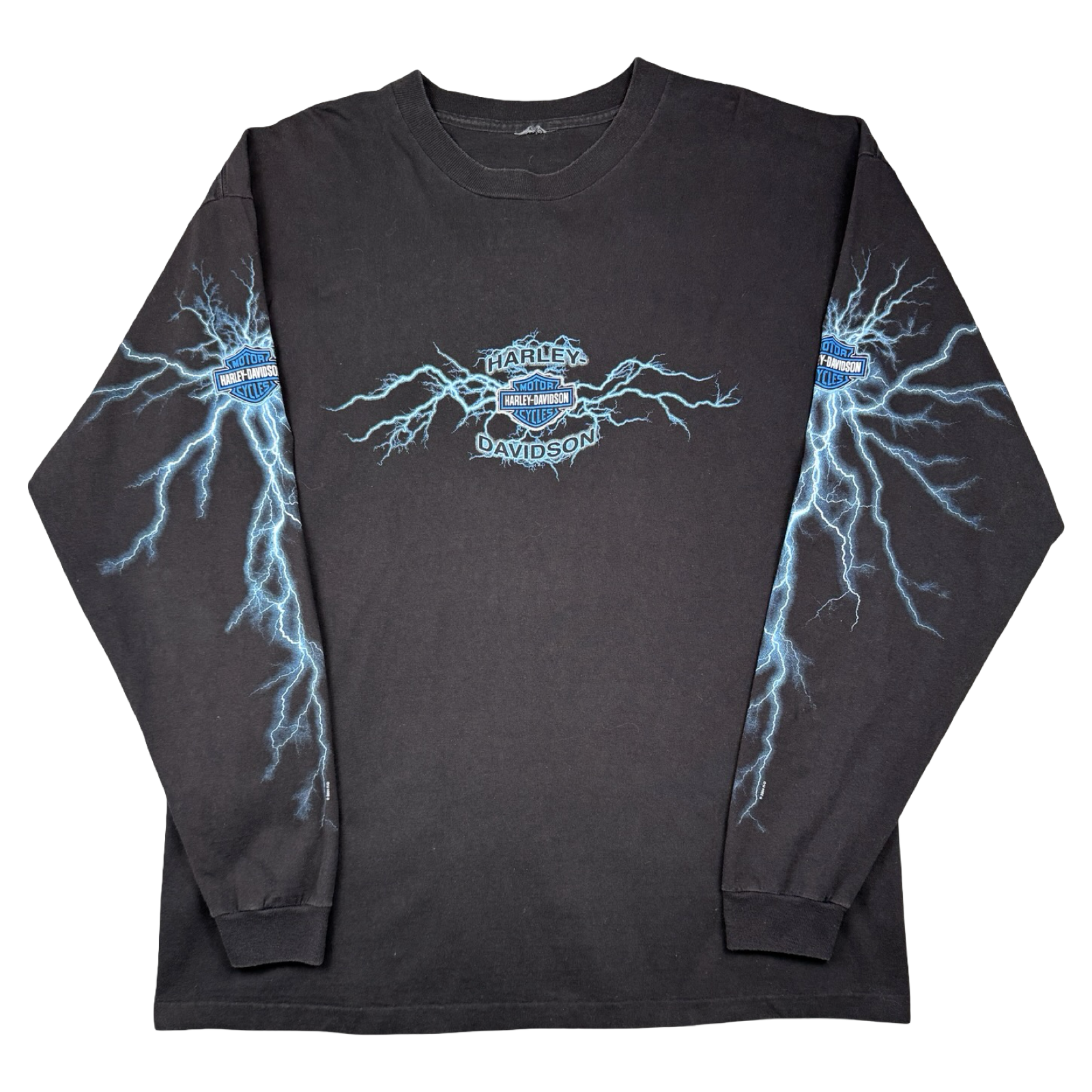Vintage Harley Davidson Lightning Sleeve L/S Tee Black/Blue