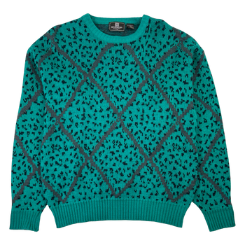 Womens Vintage Givenchy Diamonds Knit Sweater Dark Teal