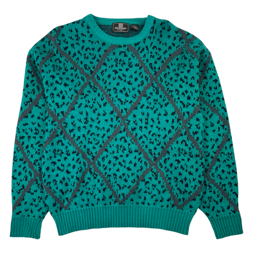 Womens Vintage Givenchy Diamonds Knit Sweater Dark Teal | Vintage Clothing Store Canada