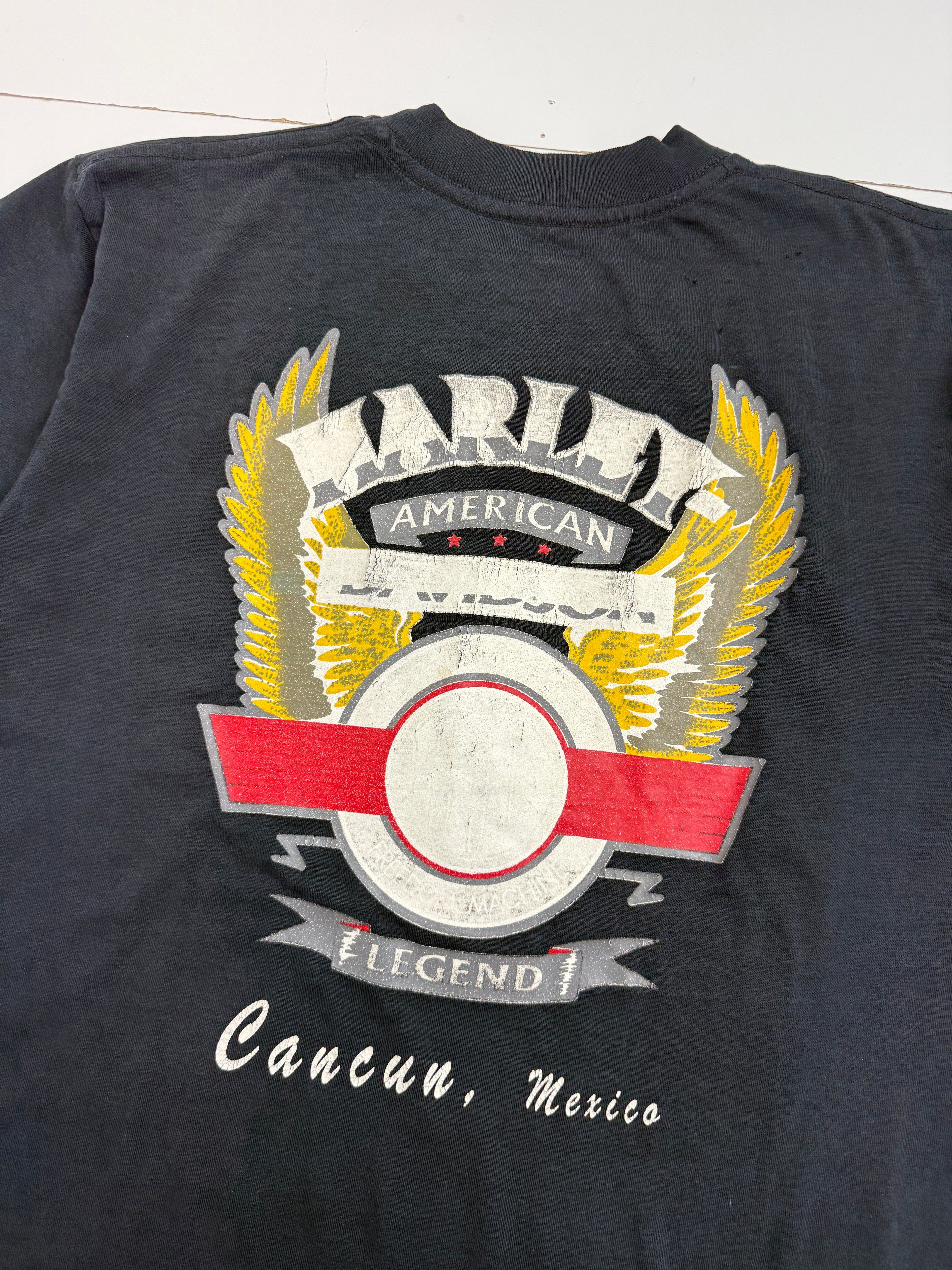 Vintage Harley Davidson American Legend Cancun Tee Black