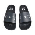 Off-White Blue Leather Logo Pool Slides