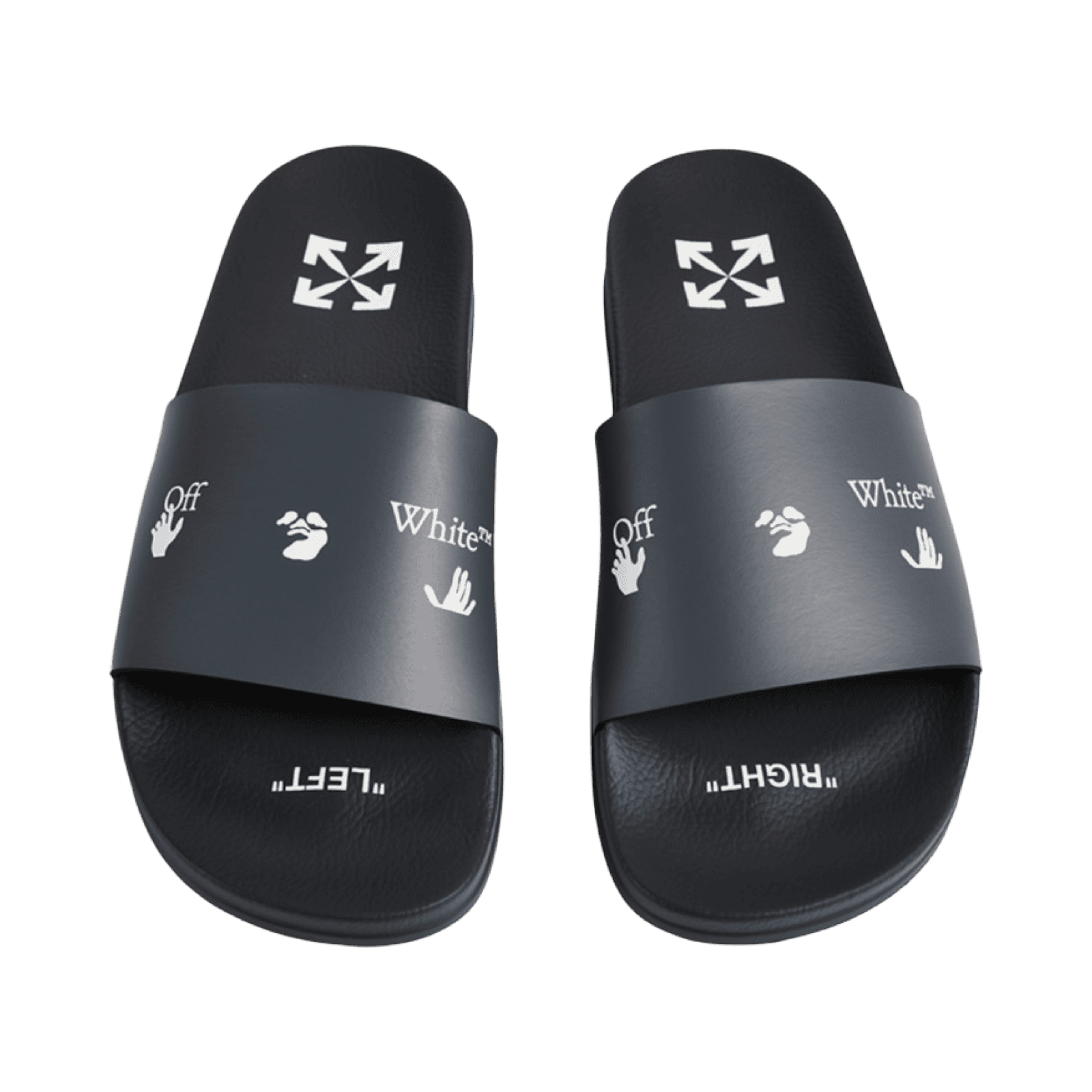 Off-White Blue Leather Logo Pool Slides