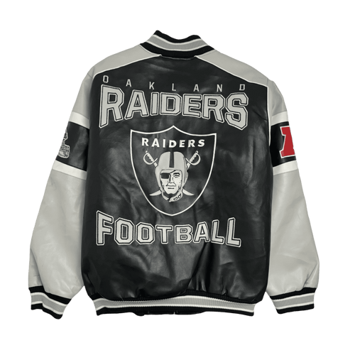 (XXL) Oakland Raiders Leather Football Jacket Black | Vintage Clothing Store Canada