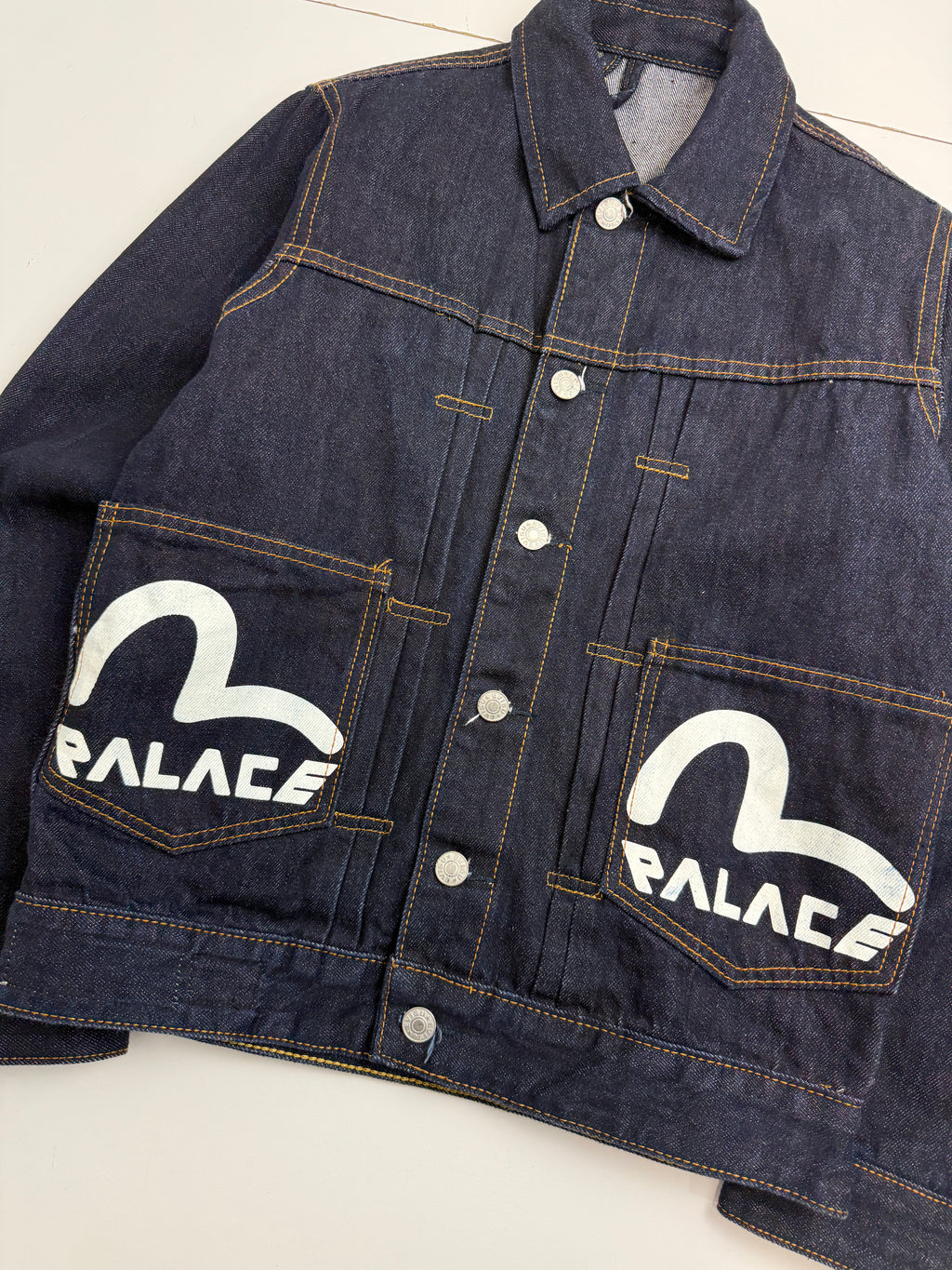 Palace x Evisu Classic Seagull Denim Jacket Indigo Raw (USED)