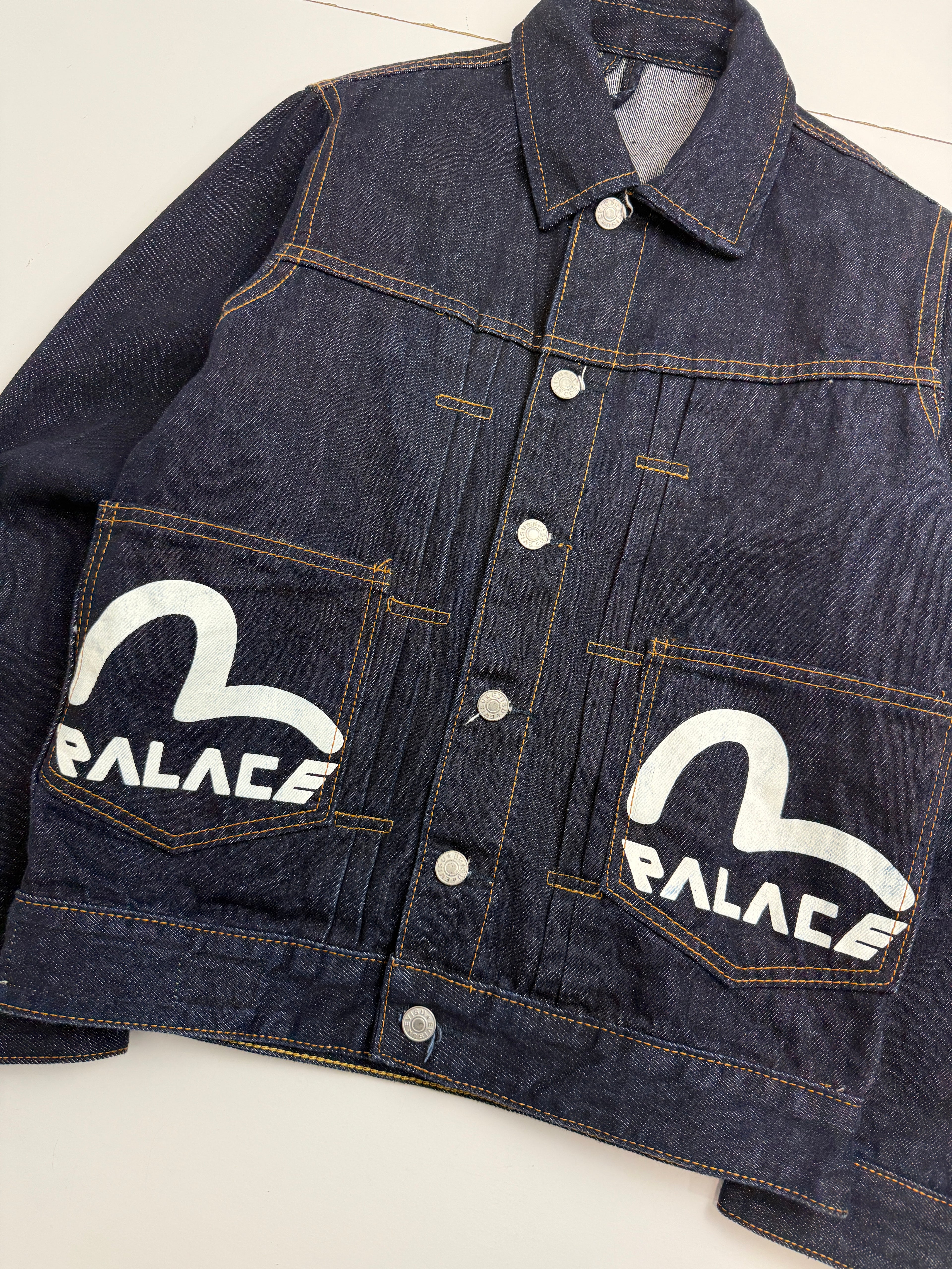 Palace x Evisu Classic Seagull Denim Jacket Indigo Raw (USED)