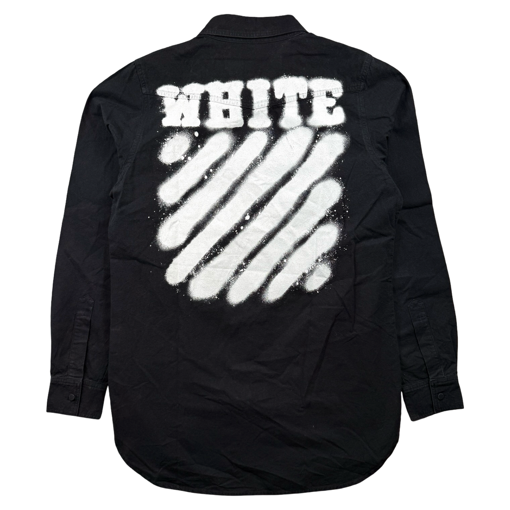 Off-White Spray Diagonal Button-Up Longsleeeve Shirt Black (USED)