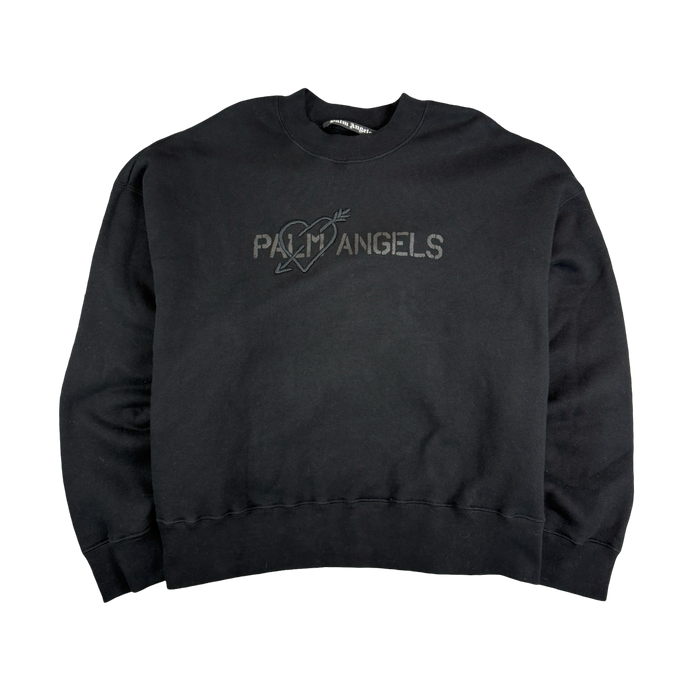 Palm Angels Logo Print Sweatshirt Black (USED) | Vitnage Clothing Store Canada