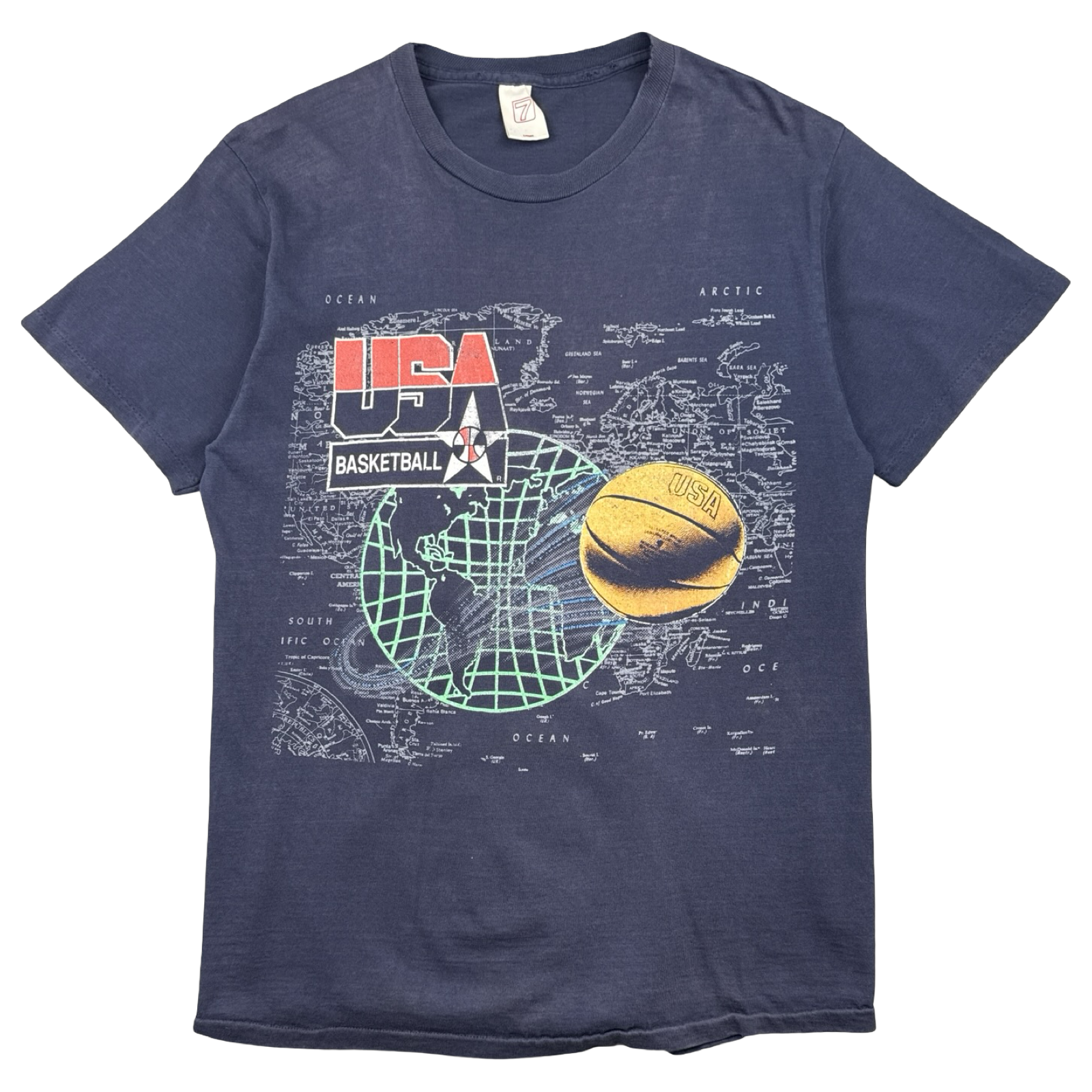 Vintage USA Basketball Globe Tee Navy