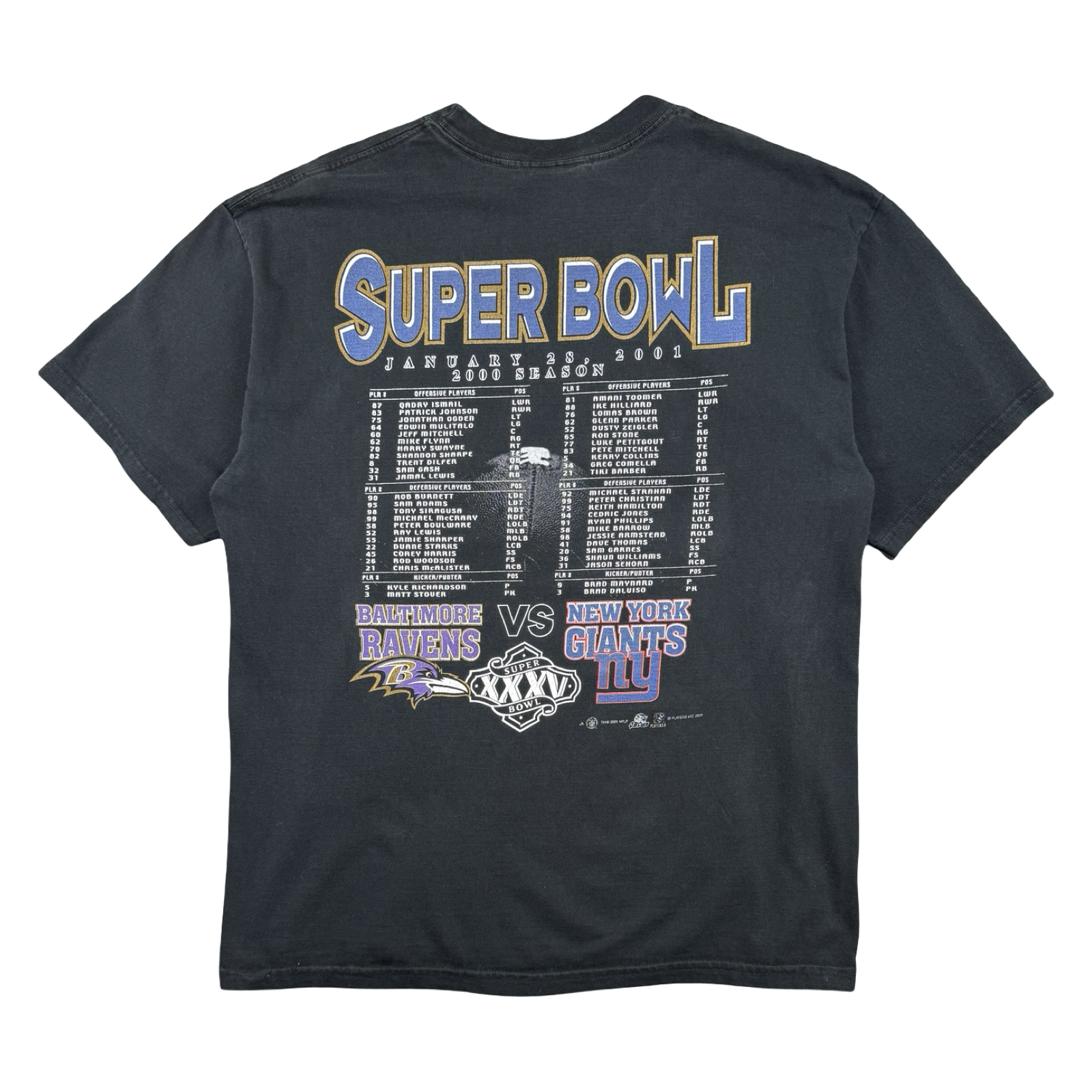 Vintage NFL Super Bowl 35 Ravens vs Giants Tee Black