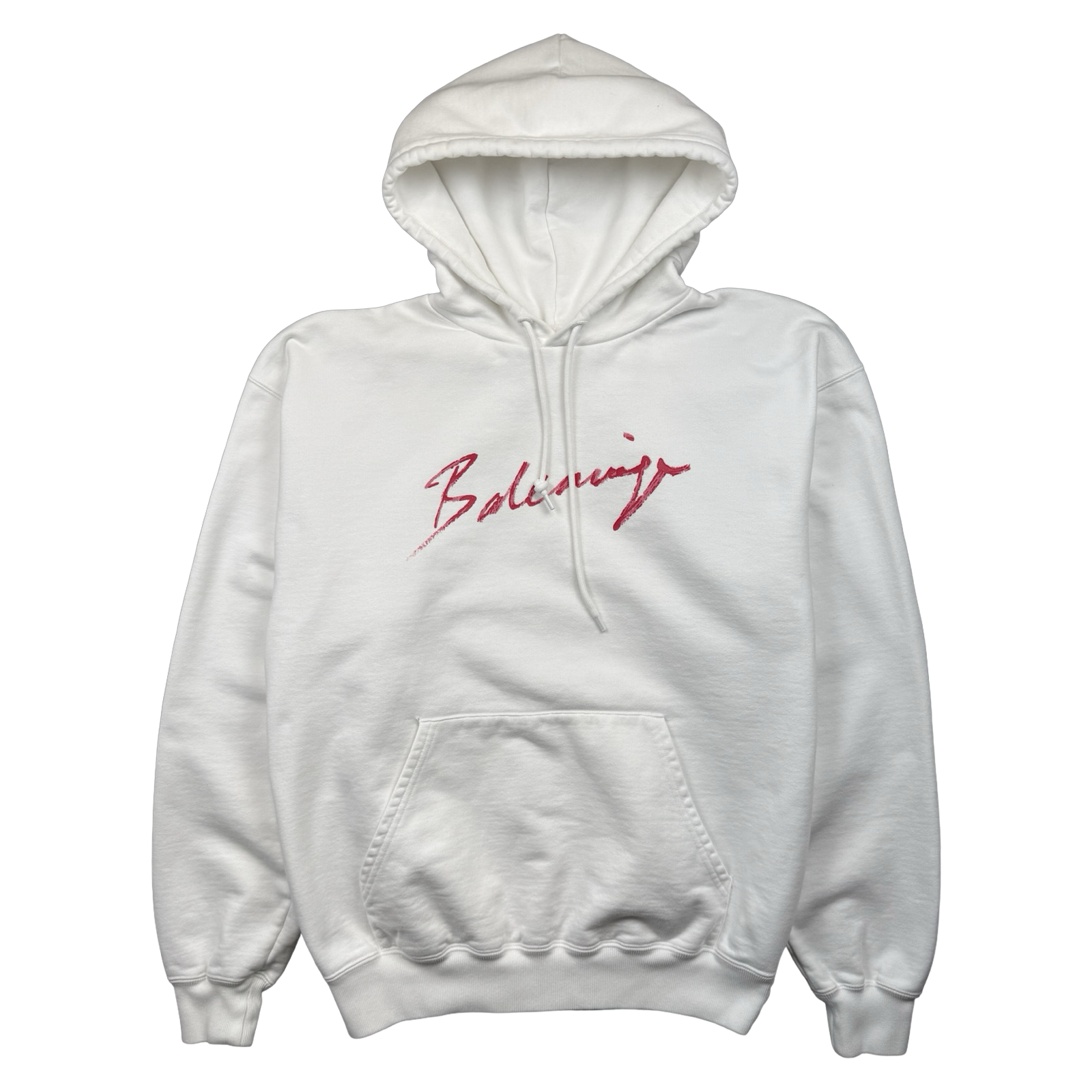 Balenciaga Cursive Logo Hoodie White (USED)