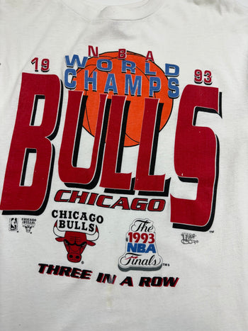 (L) Vintage '93 Chicago Bulls World Champs Tee White