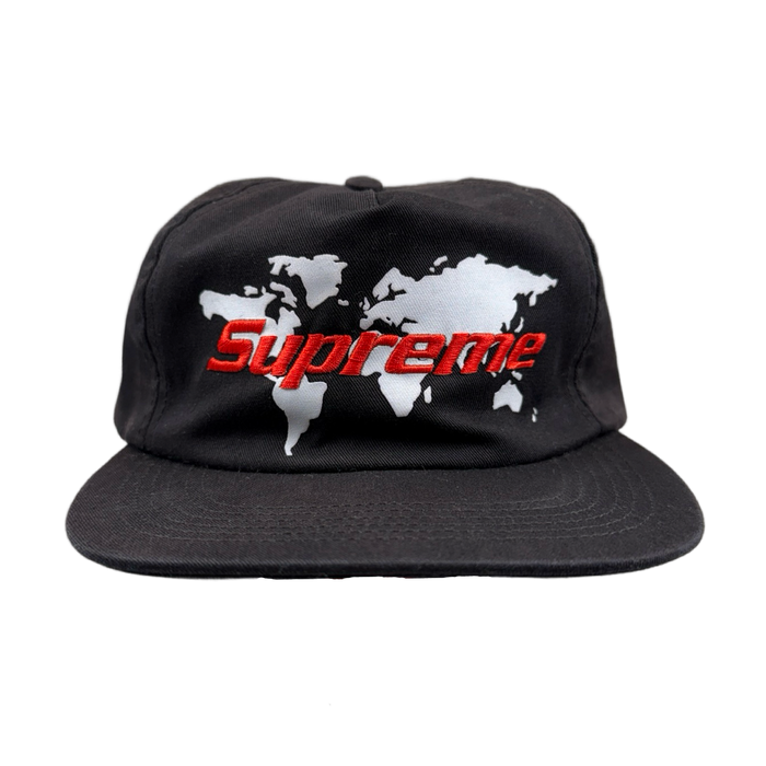 Supreme World 5 Panel Hat Black (USED) | Vitnage Clothing Store Canada