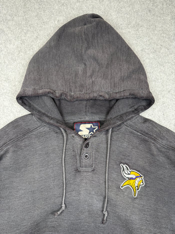 Vintage Minnesota Vikings Hoodie Faded Black