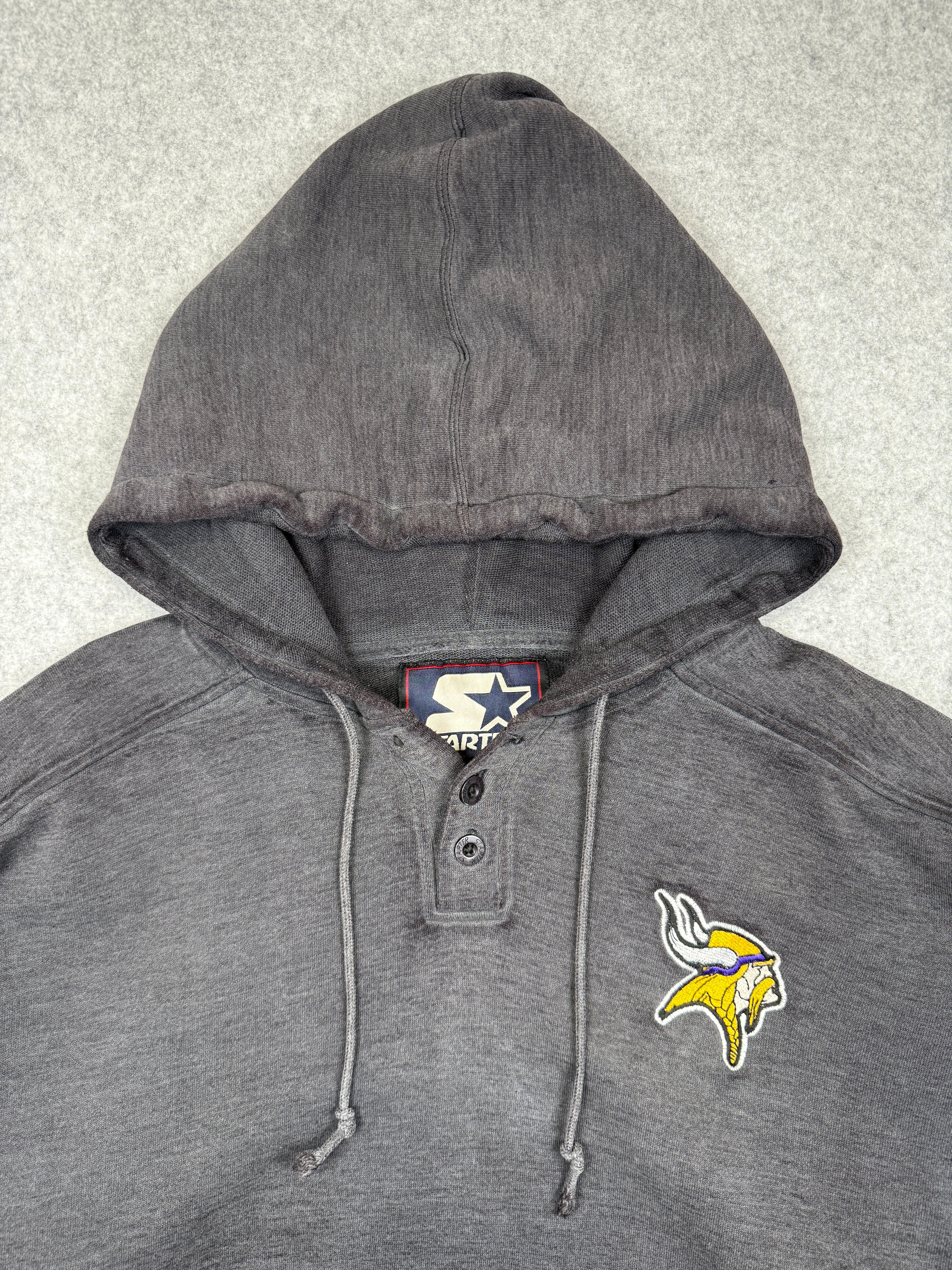 Vintage Minnesota Vikings Hoodie Faded Black