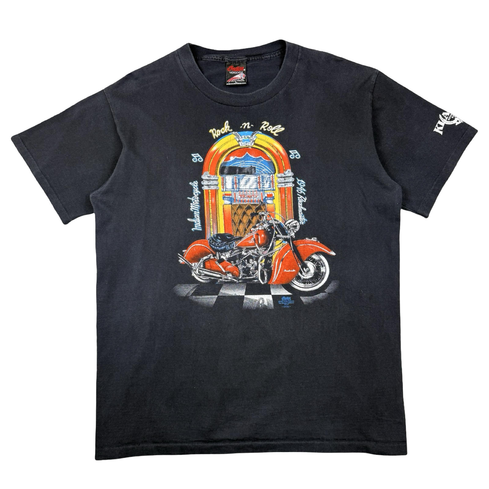 Vintage Indian Motorcycle Rock n Roll Tee Black