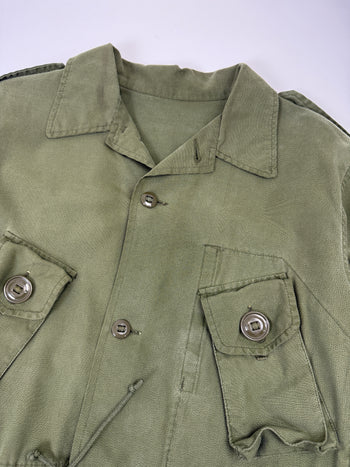 Vintage Military Cargo Trench Coat Green
