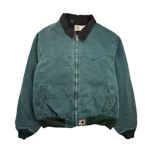 Vintage 90s Carhartt Santa Fe Work Jacket Blue Green | Vintage Clothing Store Canada