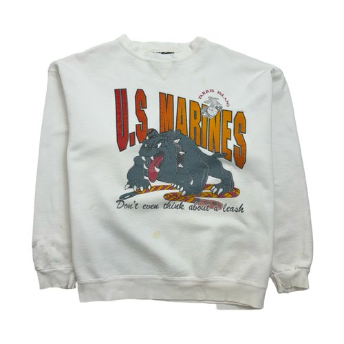 (L) Vintage US Marines Sweatshirt White | Vintage Clothing Store Canada