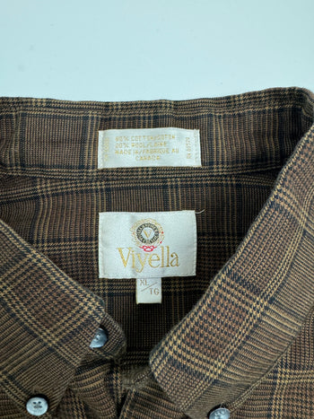 (XL) Vintage Viyella Flannel Button Up Brown