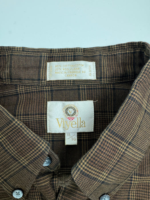 (XL) Vintage Viyella Flannel Button Up Brown | Vitnage Clothing Store Canada