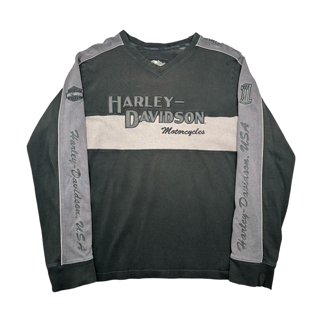 Vintage Harley Davidson Embroidered Spell Out Crewneck Black