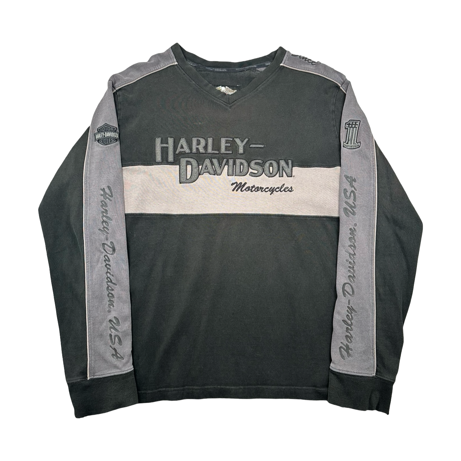 Vintage Harley Davidson Embroidered Spell Out Crewneck Black