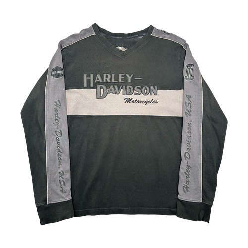 Vintage Harley Davidson Embroidered Spell Out Crewneck Black | Vintage Clothing Store Canada