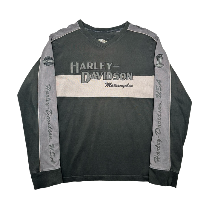 Vintage Harley Davidson Embroidered Spell Out Crewneck Black | Vitnage Clothing Store Canada