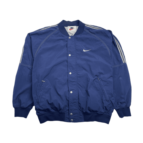 (XL) Vintage 90s Nike Button-Up Track Jacket Navy | Vintage Clothing Store Canada