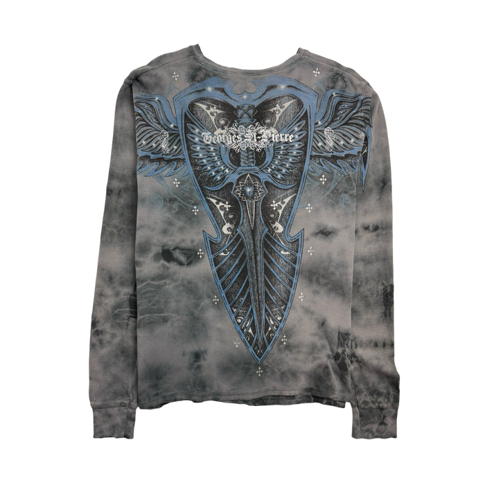 Vintage Y2k Affliction Thermal L/S Tee Charcoal | Vitnage Clothing Store Canada