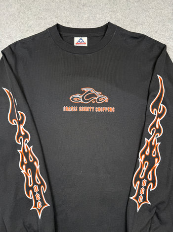 Vintage Orange County Choppers Flame Sleeve L/S Tee Black/Orange