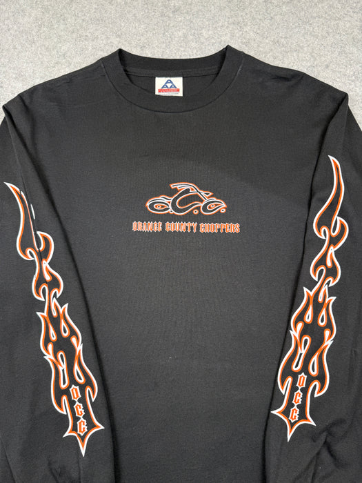 Vintage Orange County Choppers Flame Sleeve L/S Tee Black/Orange | Vitnage Clothing Store Canada