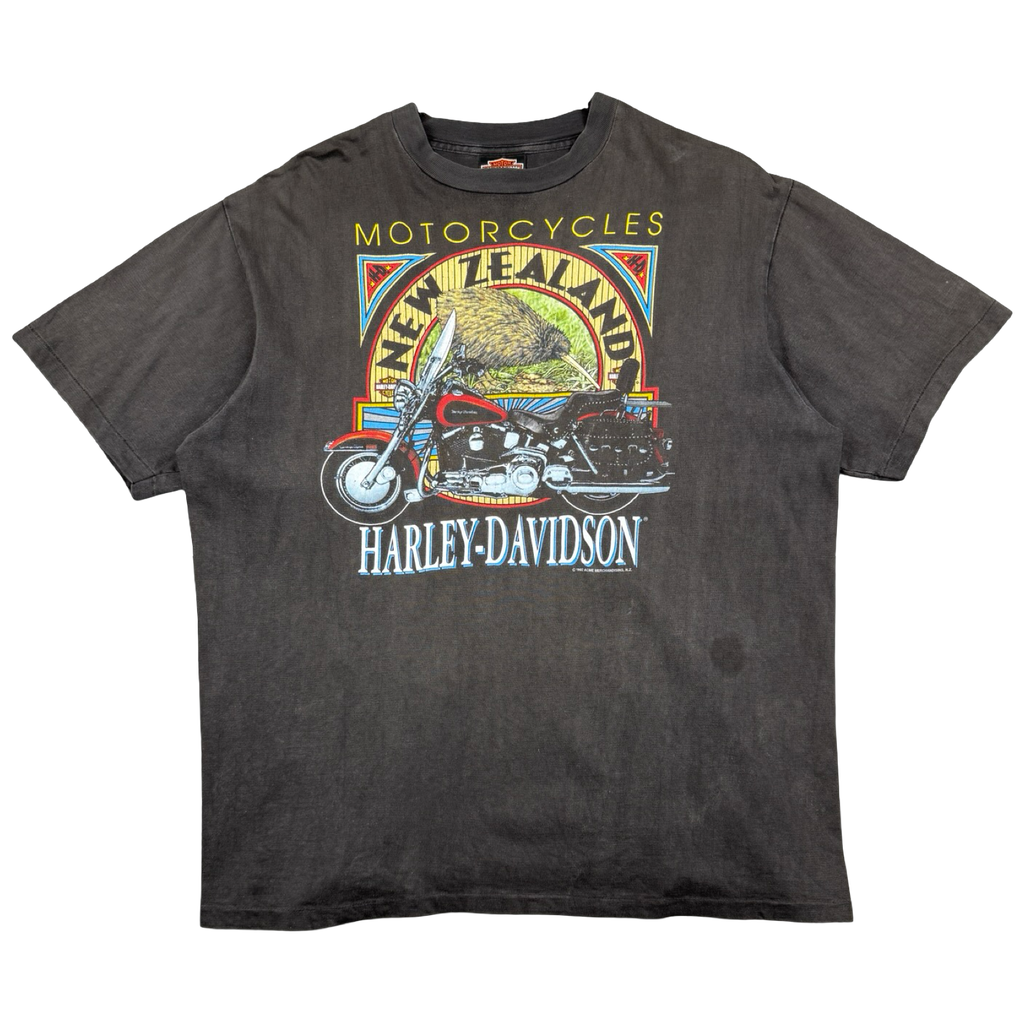 Vintage Harley Davidson New Zealand Kiwi Tee Black