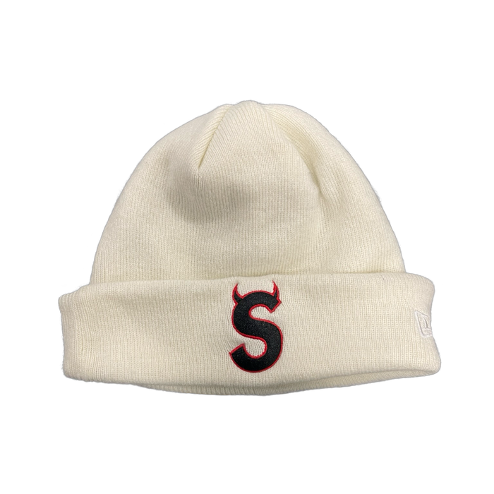 Supreme New Era S Logo Beanie FW22 Natural (USED) | Vitnage Clothing Store Canada