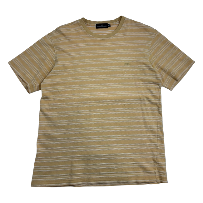 Vintage Balenciaga BB Striped Cotton Tee Yellow