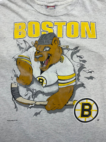 (L) Vintage 90s Boston Bruins Tee Light Grey