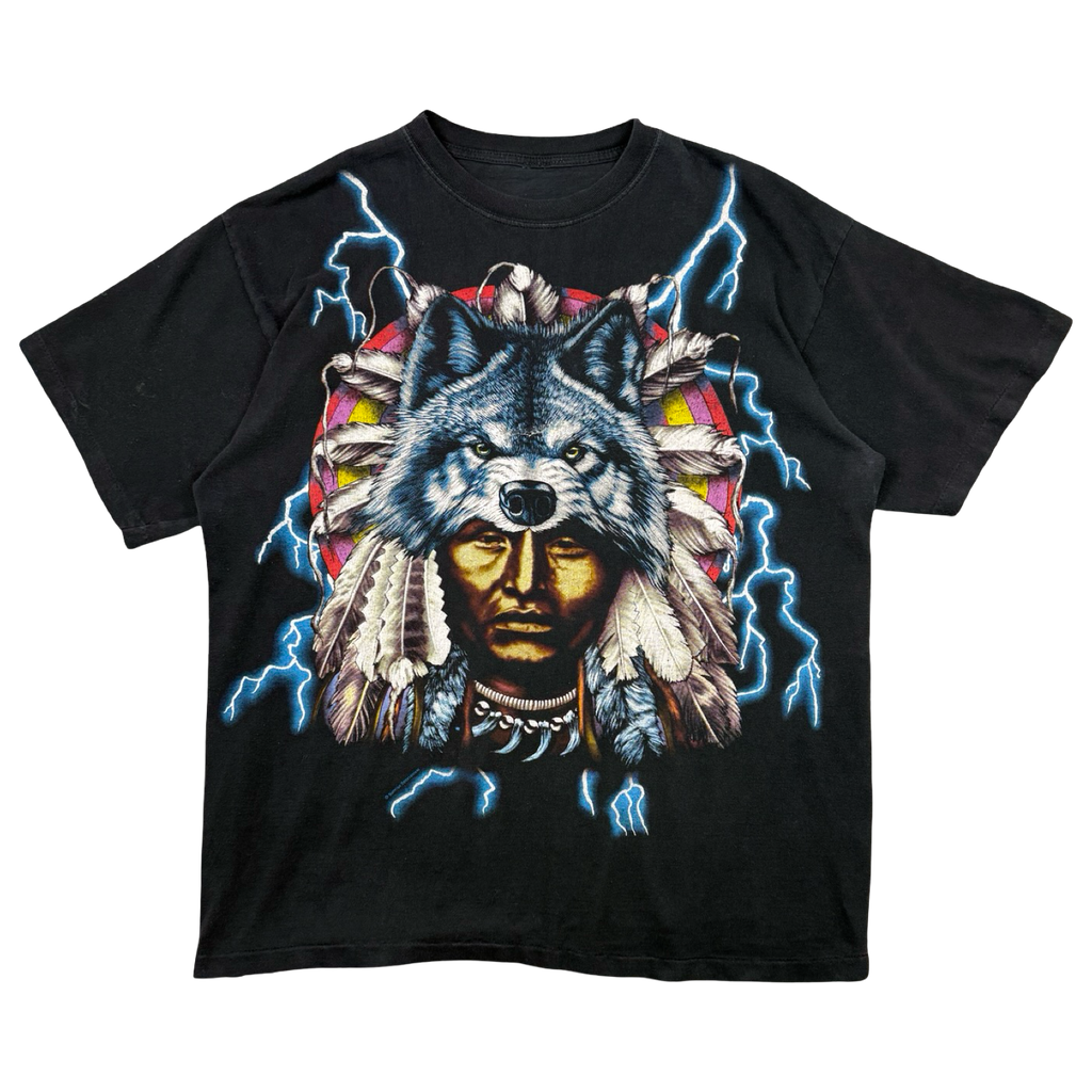 Vintage American Thunder Wolf Chief Tee Black