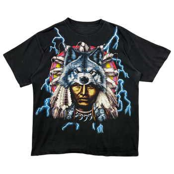 Vintage American Thunder Wolf Chief Tee Black