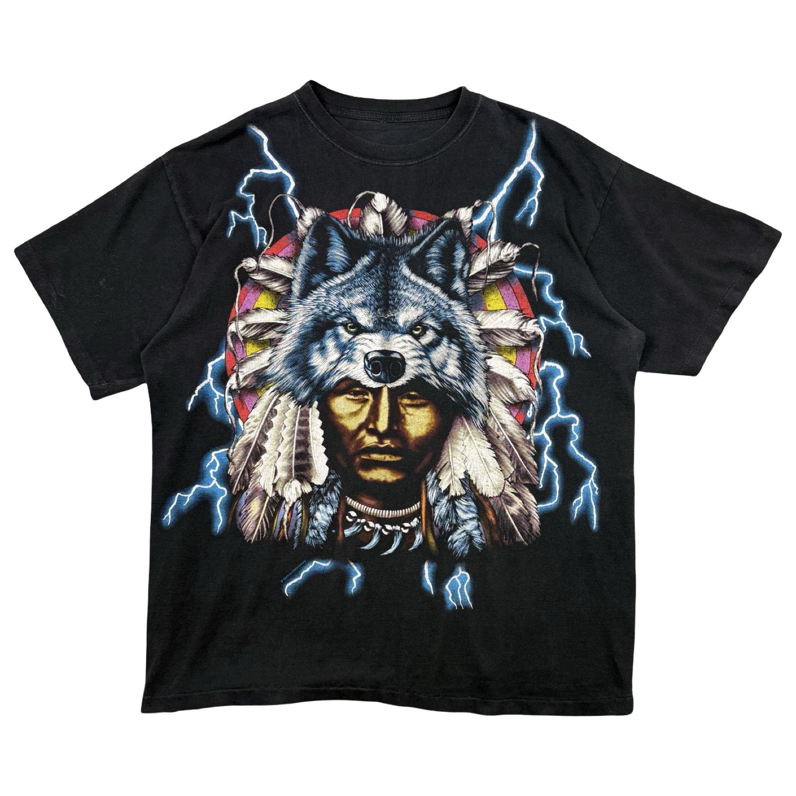 Vintage American Thunder Wolf Chief Tee Black